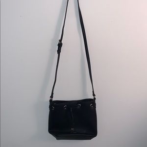 Black Chaps Crossbody Snap Closure Bucket Bag